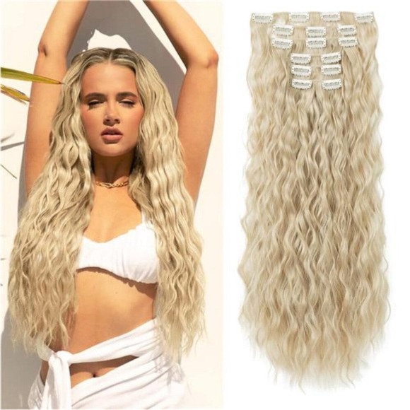 Clip In Hair Extensions 6PCS Hair Extensions Cool Blonde